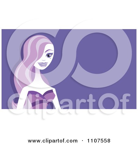 Clipart Purple Toned Woman With Long Hair And Copyspace - Royalty Free Vector Illustration by Amanda Kate