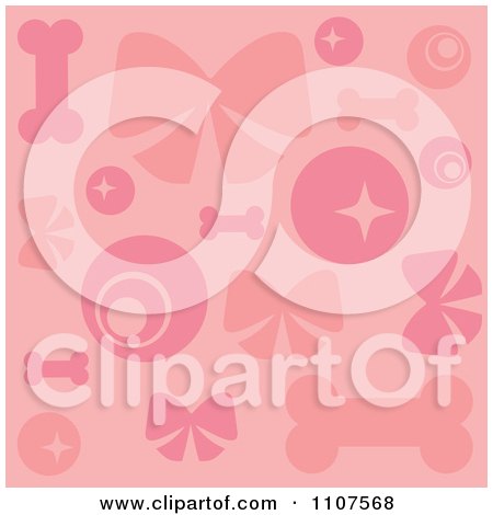Clipart Background Of Pink Dog Items - Royalty Free Vector Illustration by Amanda Kate