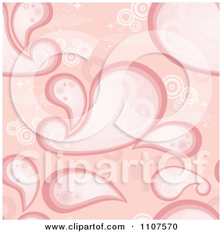Clipart Seamless Pink Paisley Pattern With Circles And Sparkles - Royalty Free Vector Illustration by Amanda Kate