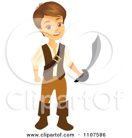 Clipart Happy Pirate Boy Holding A Sword - Royalty Free Vector Illustration by Amanda Kate