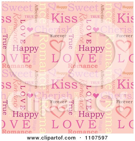 Clipart Seamless Pink Love Word Pattern Background - Royalty Free Vector Illustration by Amanda Kate