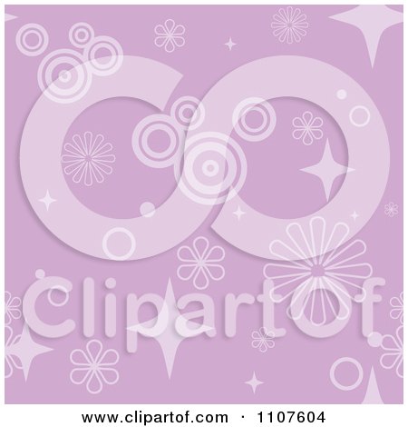 Clipart Seamless Purple Flower Circle And Star Pattern - Royalty Free Vector Illustration by Amanda Kate