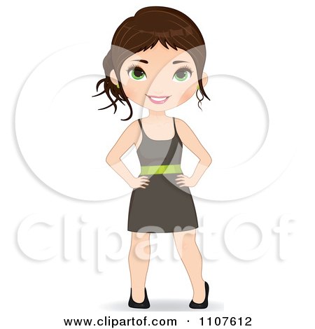 Clipart Chic Brunette Woman In A Dress - Royalty Free Vector Illustration by Melisende Vector