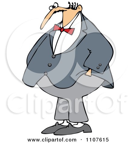 Clipart Chubby Man Wearing A Bowtie And Standing With His Hands In His Pockets - Royalty Free Vector Illustration by djart