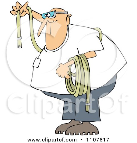 Clipart Man Wearing Goggles And Holding A Rope - Royalty Free Vector Illustration by djart
