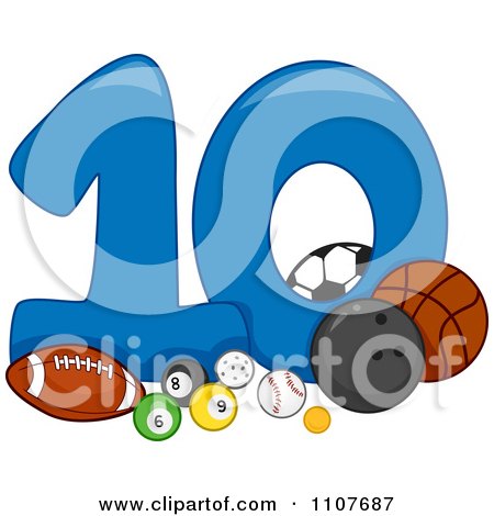 Clipart Number Ten With 10 Balls - Royalty Free Vector Illustration by BNP Design Studio