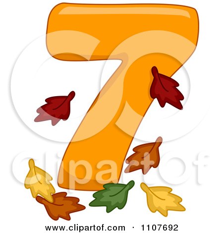 Clipart Number Seven With 7 Leaves - Royalty Free Vector Illustration by BNP Design Studio