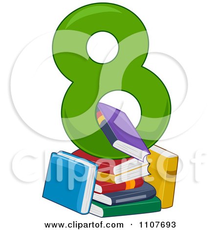 Clipart Number Eight With 8 Books - Royalty Free Vector Illustration by BNP Design Studio