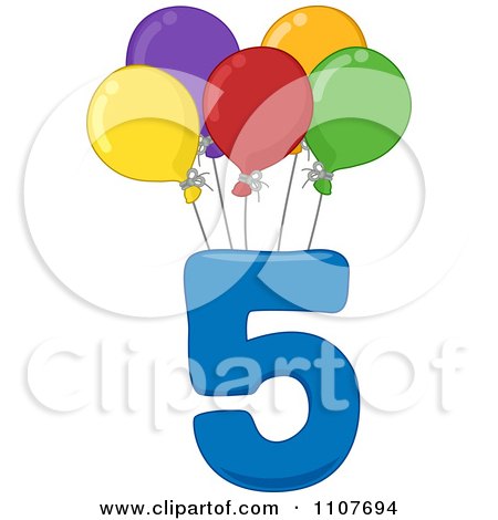 Clipart Number Five With 5 Balloons - Royalty Free Vector Illustration by BNP Design Studio