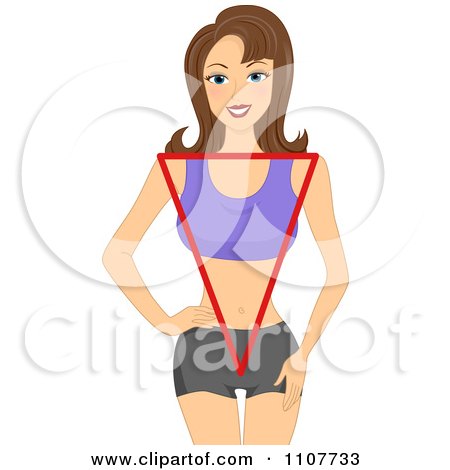 Clipart Happy Brunette Woman With An Inverted Triangular Figure - Royalty Free Vector Illustration by BNP Design Studio