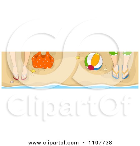 Clipart Website Header Of Male And Female Feet In Sandals On A Beach - Royalty Free Vector Illustration by BNP Design Studio