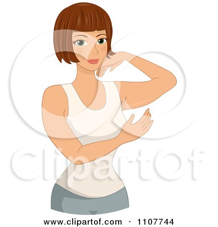 Clipart Brunette Woman Showing Her Jiggly Flabby Arms - Royalty Free Vector Illustration by BNP Design Studio