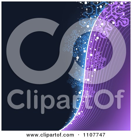 Clipart Purple And Blue Snowflake Wave Background - Royalty Free Vector Illustration by dero