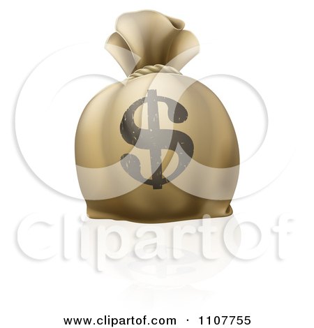 Clipart 3d Bank Money Bag With A Dollar Symbol On The Exterior - Royalty Free Vector Illustration by AtStockIllustration