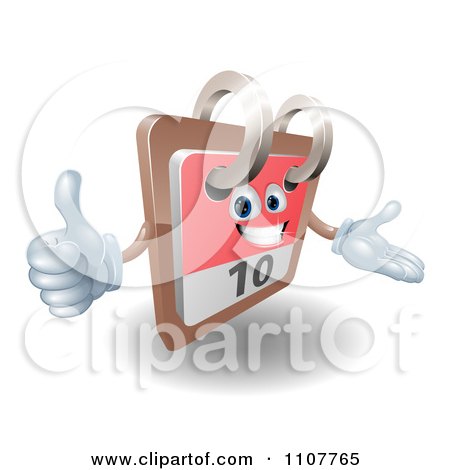 Clipart 3d Happy Desk Calendar Holding A Thumb Up - Royalty Free Vector Illustration by AtStockIllustration
