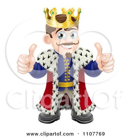 Clipart Happy King Holding Two Thumbs Up - Royalty Free Vector Illustration by AtStockIllustration