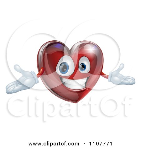 Clipart 3d Happy Red Heart With Open Arms - Royalty Free Vector Illustration by AtStockIllustration