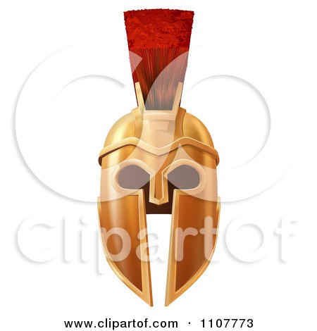 Clipart Ancient Bronze Corinthian Or Spartan Helmet - Royalty Free Vector Illustration by AtStockIllustration
