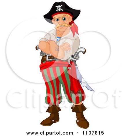 Clipart Tough Blond Male Pirate With Folded Arms - Royalty Free Vector Illustration by Pushkin