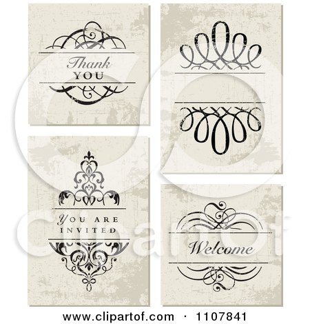 Clipart Set Of Distressed Wedding Invitation Designs - Royalty Free Vector Illustration by BestVector