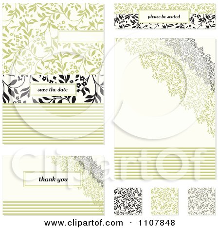 Clipart Set Of Vine Wedding Invitation Designs - Royalty Free Vector Illustration by BestVector