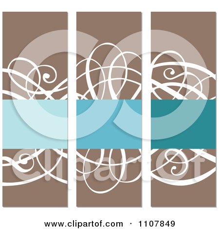 Clipart Vertical Brown White And Blue Swirl Frames - Royalty Free Vector Illustration by BestVector