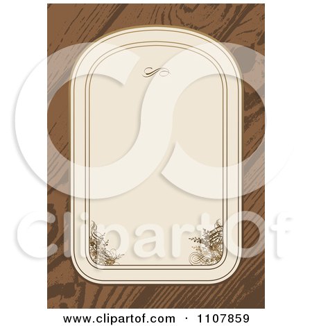 Clipart Beige Floral Frame On Wood - Royalty Free Vector Illustration by BestVector