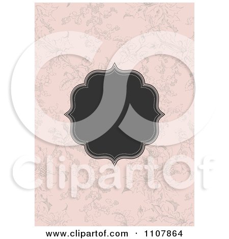 Clipart Ornate Frame Over A Pink Floral Pattern - Royalty Free Vector Illustration by BestVector