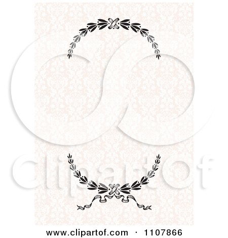 Clipart Wreath Frame On A Floral Pattern - Royalty Free Vector Illustration by BestVector