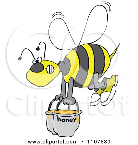 Clipart Bee Carrying Heavy Buckets Of Honey - Royalty Free Vector Illustration by djart