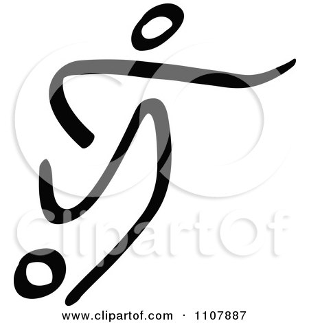 Clipart Black And White Stick Drawing Of A Soccer Player - Royalty Free Vector Illustration by Zooco