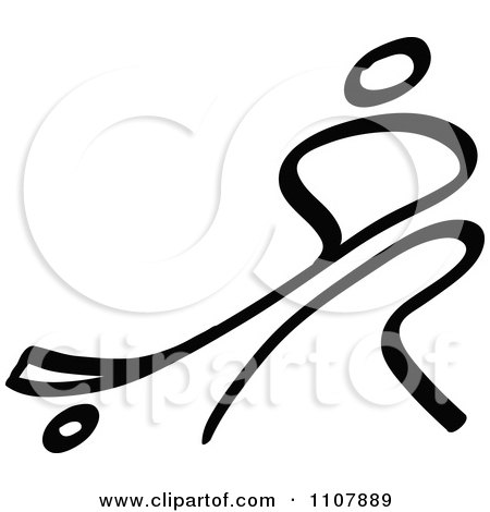 Clipart Black And White Stick Drawing Of A Hockey Player - Royalty Free Vector Illustration by Zooco