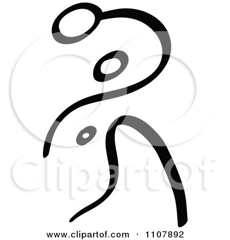 Clipart Black And White Stick Drawing Of A Tennis Player - Royalty Free Vector Illustration by Zooco