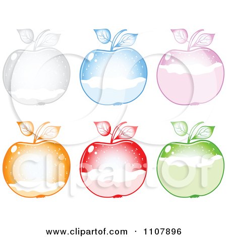 Clipart Colorful Apples With Snow Levels - Royalty Free Vector Illustration by Andrei Marincas
