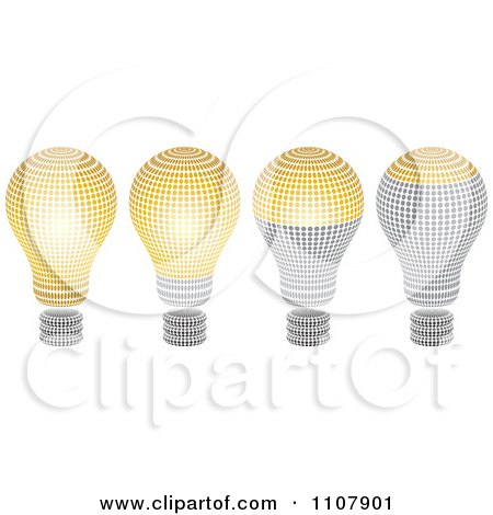 Clipart Halftone Light Bulbs Shown At Different Levels - Royalty Free Vector Illustration by Andrei Marincas