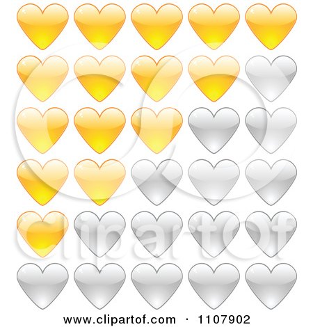 Clipart Golden And Silver Rating Hearts - Royalty Free Vector Illustration by Andrei Marincas