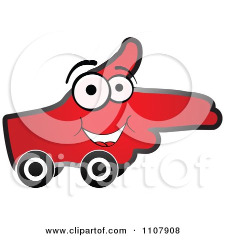 Clipart Happy Red Aiming Hand On Wheels - Royalty Free Vector Illustration by Andrei Marincas