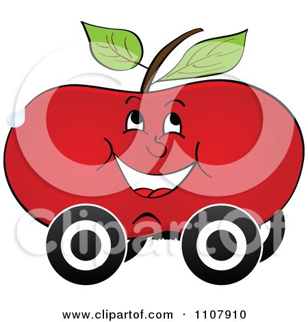 Clipart Happy Apple On Wheels - Royalty Free Vector Illustration by Andrei Marincas