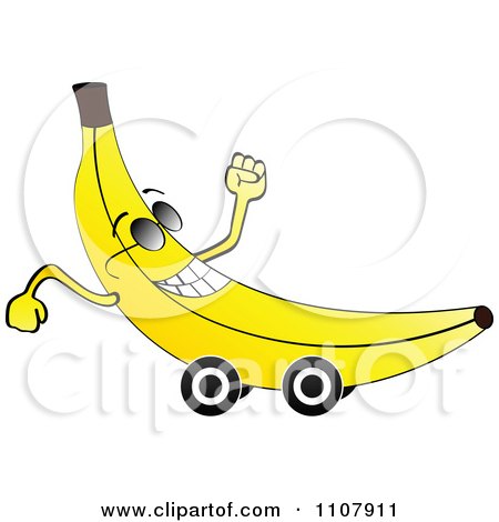 Clipart Happy Banana On Wheels - Royalty Free Vector Illustration by Andrei Marincas