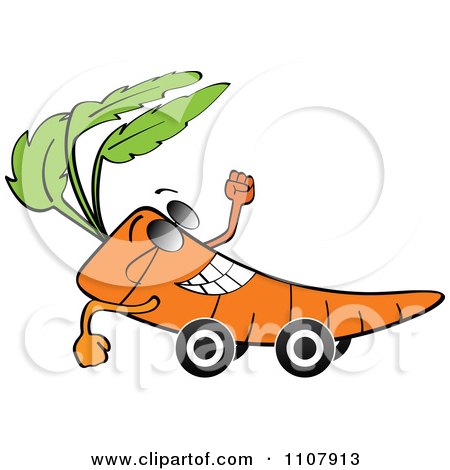 Clipart Happy Carrot On Wheels - Royalty Free Vector Illustration by Andrei Marincas