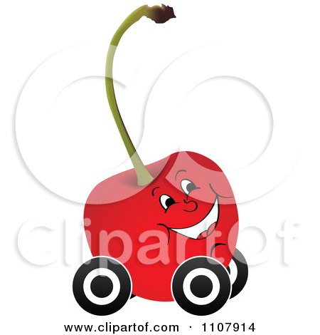 Clipart Happy Cherry On Wheels - Royalty Free Vector Illustration by Andrei Marincas