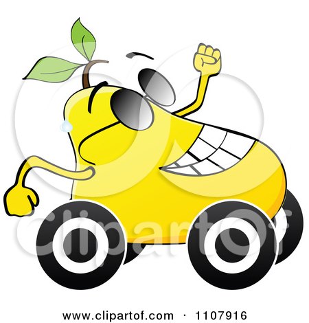Clipart Happy Pear On Wheels - Royalty Free Vector Illustration by Andrei Marincas