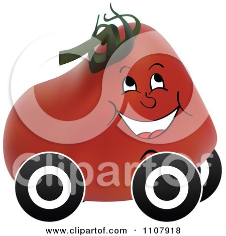 Clipart Happy Tomato On Wheels - Royalty Free Vector Illustration by Andrei Marincas