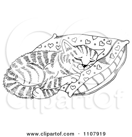Clipart Cat Napping On A Pillow - Royalty Free Illustration by LoopyLand