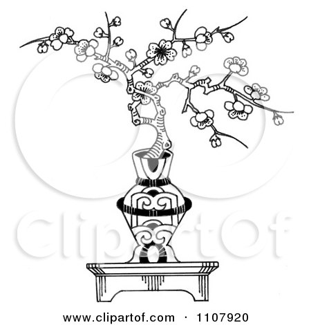 Clipart Cherry Blossom Bonsai In An Ornamental Vase - Royalty Free Illustration by LoopyLand