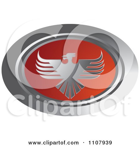 Clipart Oval Silver And Red Phoenix Icon - Royalty Free Vector Illustration by Lal Perera