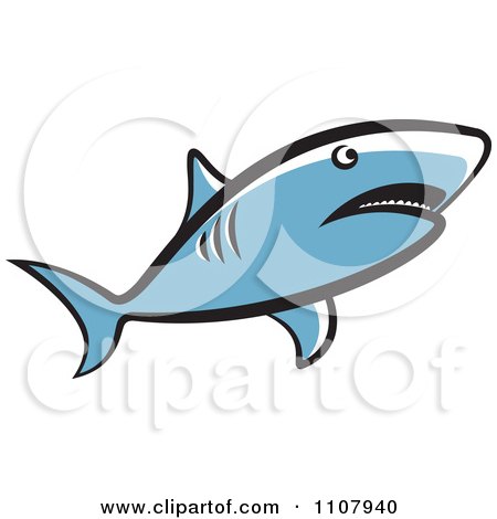 Clipart Blue Shark Swimming - Royalty Free Vector Illustration by Lal Perera