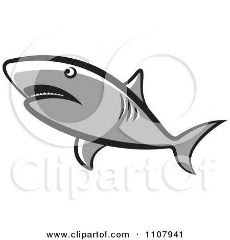 Clipart Gray Shark Swimming - Royalty Free Vector Illustration by Lal Perera