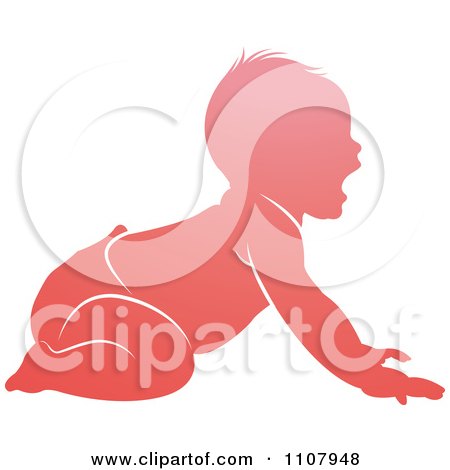 Clipart Pink Baby On All Fours - Royalty Free Vector Illustration by Lal Perera