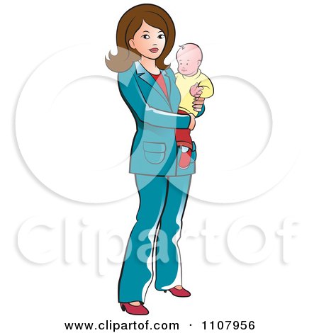 Clipart Brunette Mother With A Baby - Royalty Free Vector Illustration by Lal Perera